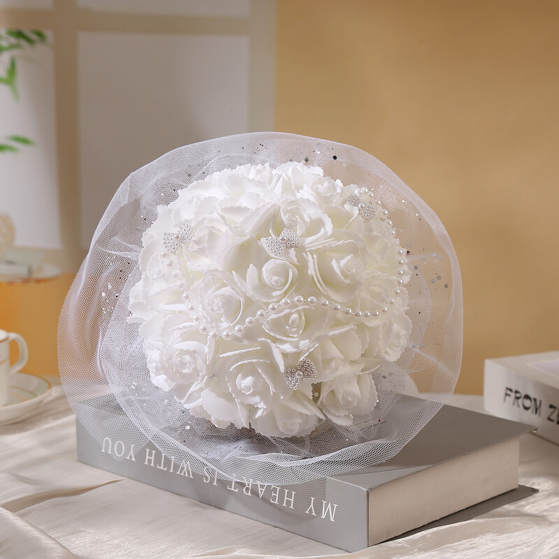 1kom buket umjetnih ručnih buketa, ljubav, prekrasan kreativni biserni dizajn, pogodan za vjenčanje mladenke i mladoženja, vjenčanje