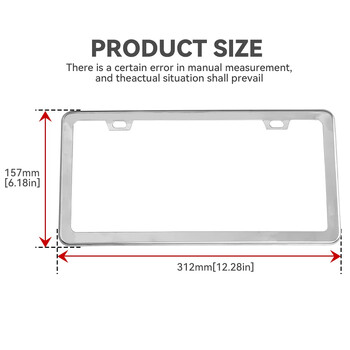 Πλαίσιο βάσης βάσης πινακίδας πινακίδας Universal Αμερικάνικο Αριθμό Αδειοδότησης Μεταλλικό από ανοξείδωτο χάλυβα με τυποποιημένα εξωτερικά αξεσουάρ με βίδες