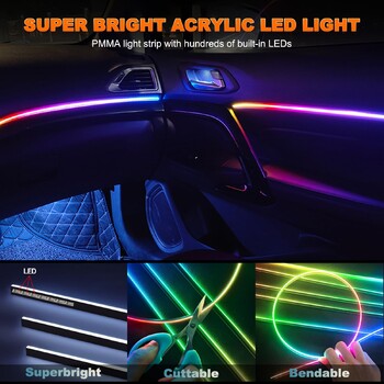 Универсално симфонично автомобилно околно осветление LED интериор RGB Streamer Atmosphere Lamp USB APP Control Remote за Tesla Model 3 YSX