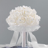 23CM PE пяна розетка ръчно вързани букети сватбени булчински държащи цветен букет за булката