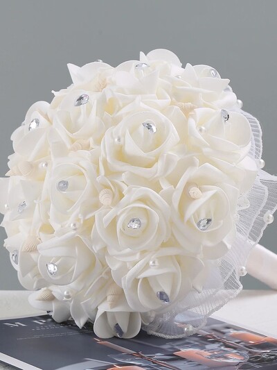 23CM PE пяна розетка ръчно вързани букети сватбени булчински държащи цветен букет за булката