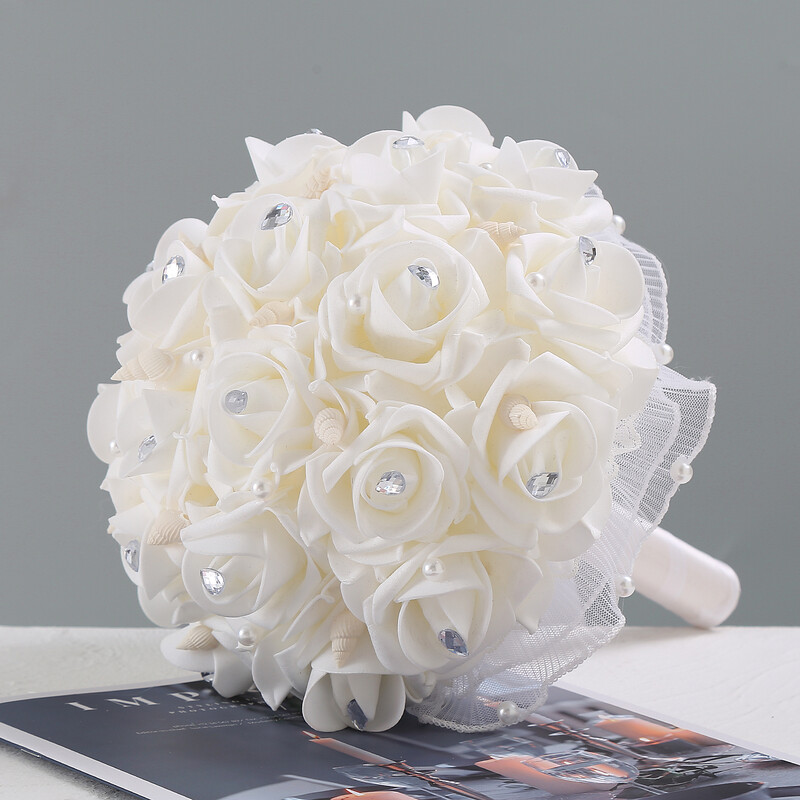 23CM PE пяна розетка ръчно вързани букети сватбени булчински държащи цветен букет за булката