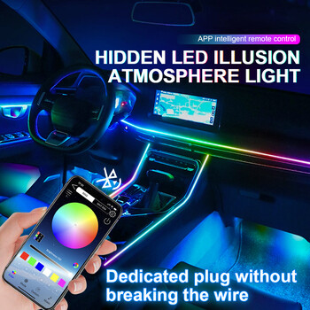 14/18 σε 1 Led Acrylic Car Ambient Light RGB 64 213 Color Symphony Acrylic APP Streamer Atmosphere Lamp Kit One Zone Dual Zone