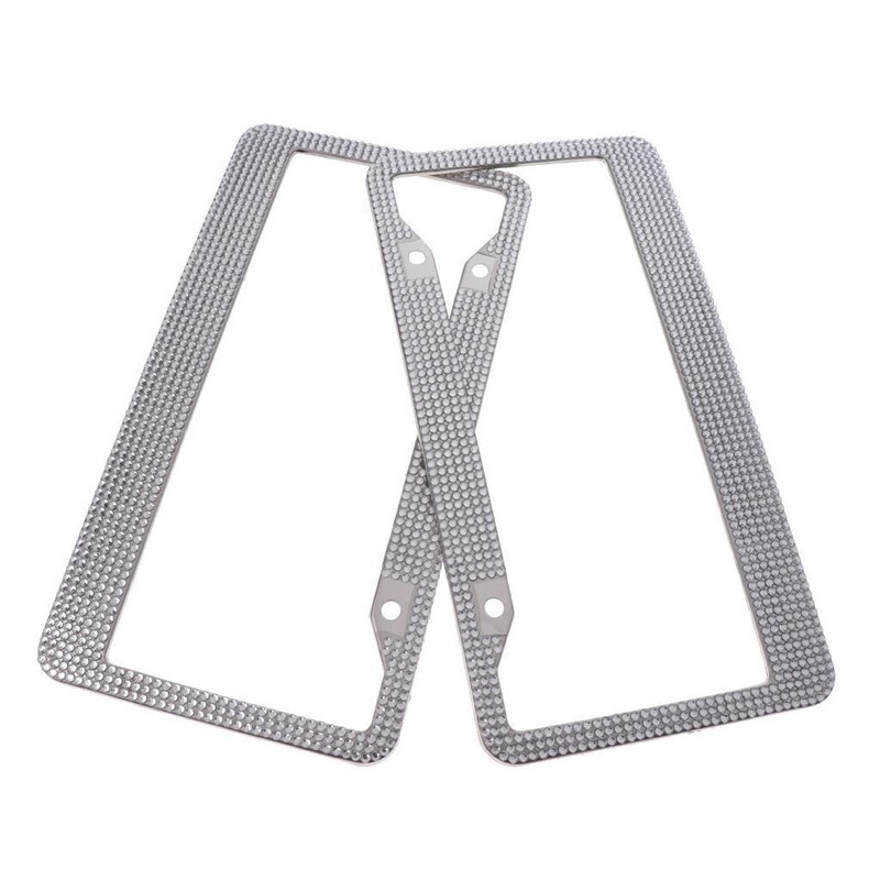 2x 12''x6'' Cadru plăcuță de înmatriculare Bling Strass Crystal Diamond 7 rânduri Negru/Sliver/Trandafir/Albastru/Roz