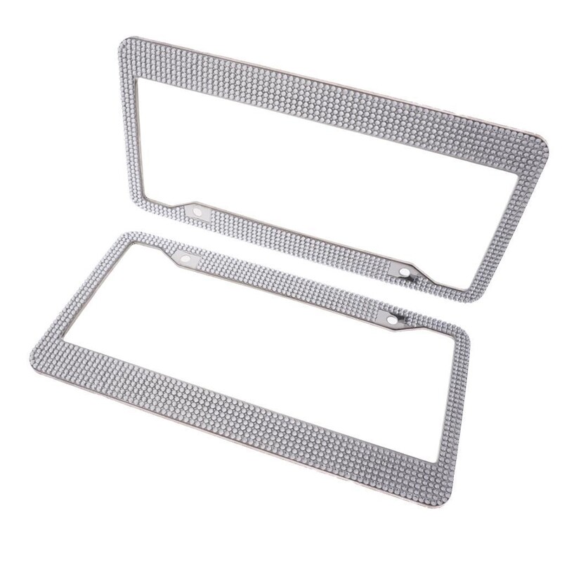 2x 12''x6'' Cadru plăcuță de înmatriculare Bling Strass Crystal Diamond 7 rânduri Negru/Sliver/Trandafir/Albastru/Roz