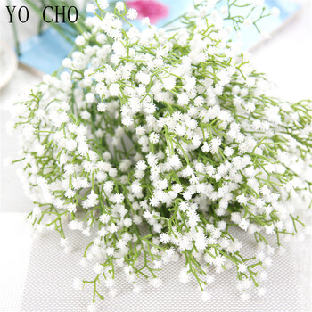 YO CHO DIY Μπουκέτο γάμου Bridesmaid Babysbreath Μπουκέτα Λουλούδι Λευκό Μωβ Τεχνητό Λουλούδι DIY Προμήθειες γάμου