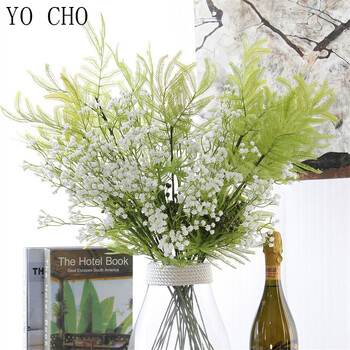 YO CHO DIY Μπουκέτο γάμου Bridesmaid Babysbreath Μπουκέτα Λουλούδι Λευκό Μωβ Τεχνητό Λουλούδι DIY Προμήθειες γάμου