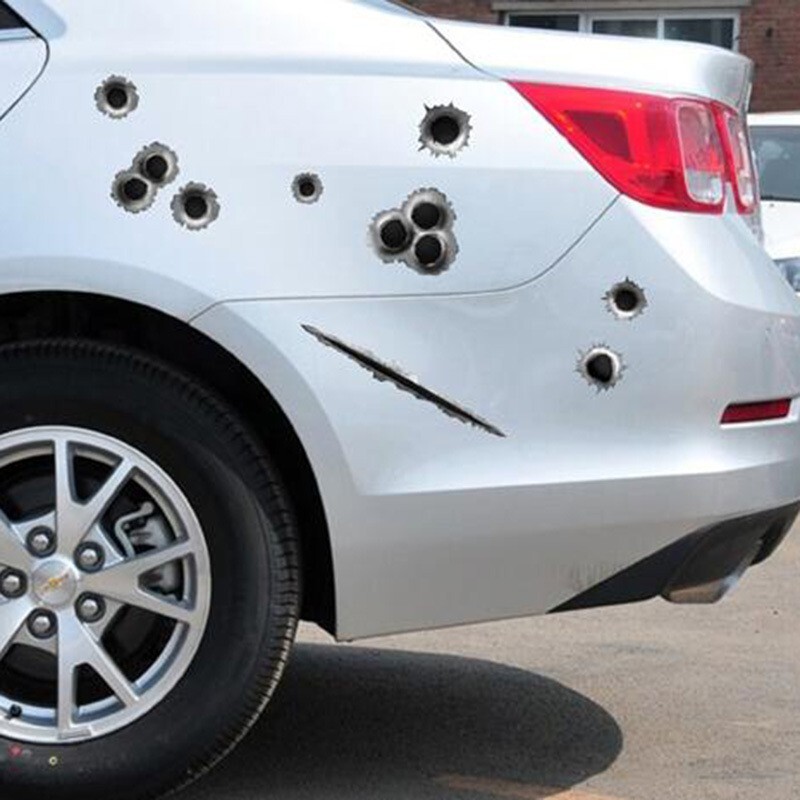 Autocolante personalizate 3D pentru mașină cu gaură de glonț, decalcar lateral pentru bara de protecție creativă, zgârietură amuzantă, modă, 2024