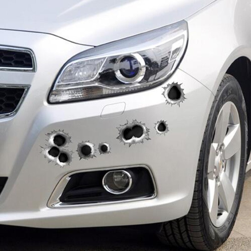 Autocolante personalizate 3D pentru mașină cu gaură de glonț, decalcar lateral pentru bara de protecție creativă, zgârietură amuzantă, modă, 2024