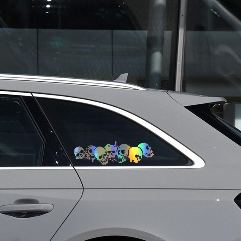 G096 22,8X6,7CM Νέο SKULL Αυτοκόλλητα αυτοκινήτου βινυλίου Χαλκομανίες μοτοσικλέτας Αξεσουάρ στυλ αυτοκινήτου Μόδα Μαύρο/άσπρο/λέιζερ