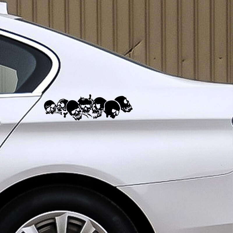 G096 22,8X6,7CM Νέο SKULL Αυτοκόλλητα αυτοκινήτου βινυλίου Χαλκομανίες μοτοσικλέτας Αξεσουάρ στυλ αυτοκινήτου Μόδα Μαύρο/άσπρο/λέιζερ