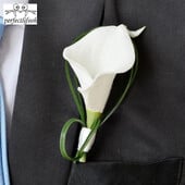 perfectlifeoh Ručno izrađen bijeli cvijet kale Korsaž Mladoženja Kum Vjenčanica Muškarci Boutonniere Pin Broš Dekoracija