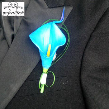 Perfectlifeoh Χειροποίητη Λευκή Calla Lily Flower Corsage Groomsman Wedding Party Man Boutonniere Pin καρφίτσα Διακόσμηση