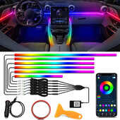 2/5/6 az 1-ben autós LED-es környezeti fények Symphony Rainbow belső RGB neon akril szalag készlet USB légköri világítás APP vezérléssel