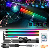 Vgetting 55.1 in 140 cm Ambijentalna svjetla automobila Symphony LED Univerzalna 6u1 RGB Atmosphere Lamp USB APP Daljinski upravljač za Tesla Model 3 YSX