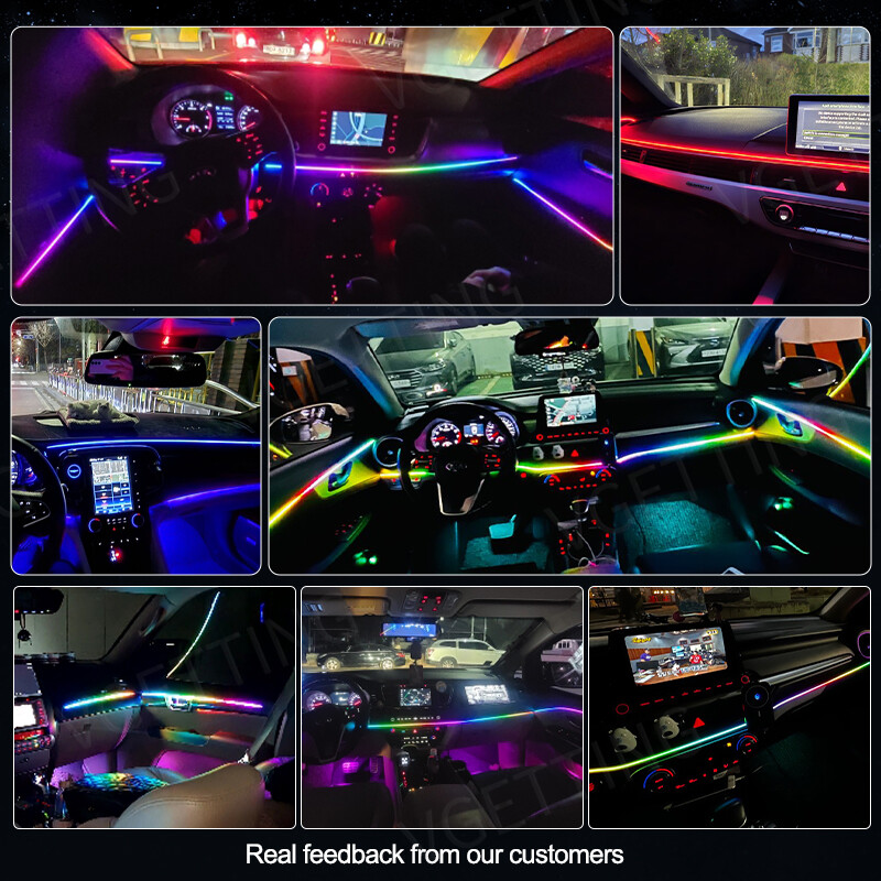 Vgetting 55.1 in 140 cm Ambijentalna svjetla automobila Symphony LED Univerzalna 6u1 RGB Atmosphere Lamp USB APP Daljinski upravljač za Tesla Model 3 YSX