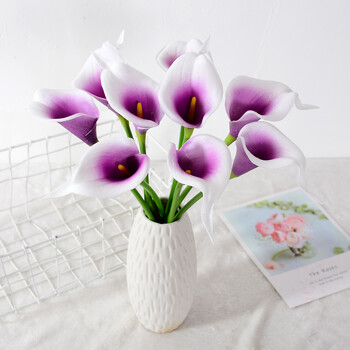 5/10 τεμ White Calla Lily Τεχνητά Λουλούδια Γαμήλια ανθοδέσμη Νυφική διακόσμηση Διακόσμηση σπιτιού PU Ψεύτικα λουλούδια