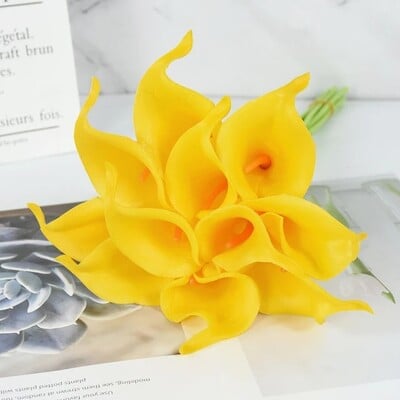 5/10 db fehér calla liliom művirágok valódi érintés esküvői csokor menyasszonyi dekoráció buli lakberendezési PU művirágok