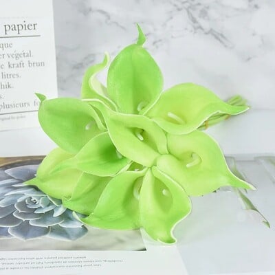 5/10 db fehér calla liliom művirágok valódi érintés esküvői csokor menyasszonyi dekoráció buli lakberendezési PU művirágok