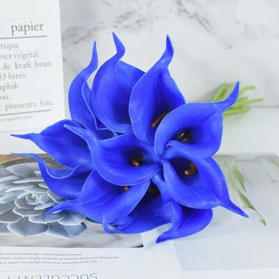 5/10 db fehér calla liliom művirágok valódi érintés esküvői csokor menyasszonyi dekoráció buli lakberendezési PU művirágok