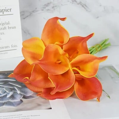 5/10 db fehér calla liliom művirágok valódi érintés esküvői csokor menyasszonyi dekoráció buli lakberendezési PU művirágok