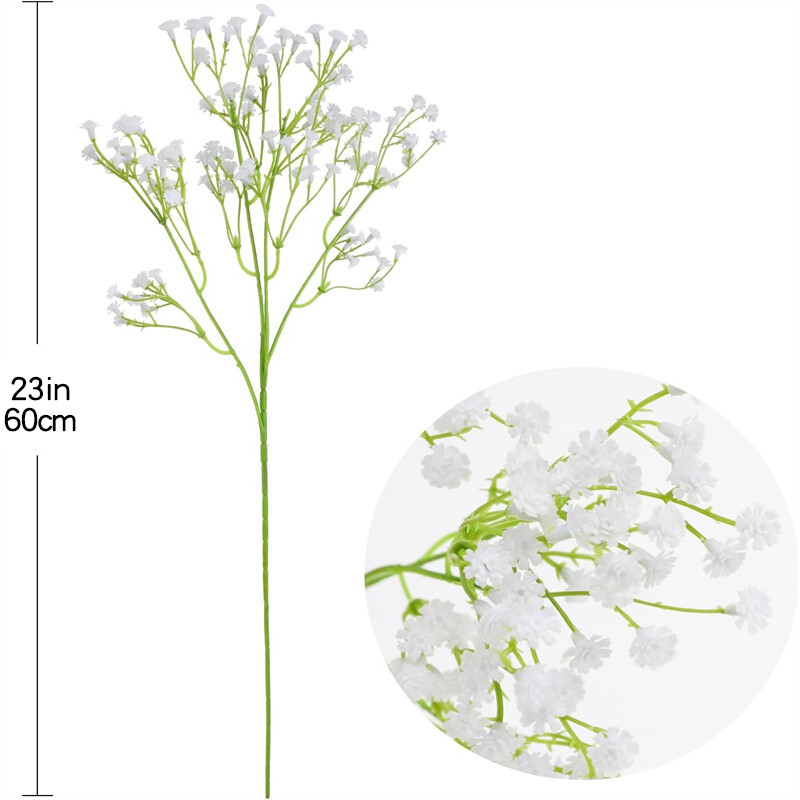108 Κεφάλια Λευκά Μωρά Αναπνοή Τεχνητά Λουλούδια Γαμήλια DIY Μπουκέτο 60 εκ. Διακόσμηση Σύνθεση Πλαστικό ψεύτικο λουλούδι Διακόσμηση σπιτιού