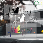 Αστεία Pet Cat Dog Heartbeat Lifeline 3D αυτοκόλλητα βινυλίου αυτοκινήτου Παράθυρο Κομψή διακόσμηση Ανακλαστικά αυτοκόλλητα styling αυτοκινήτου