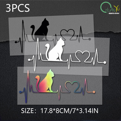 Αστεία Pet Cat Dog Heartbeat Lifeline 3D αυτοκόλλητα βινυλίου αυτοκινήτου Παράθυρο Κομψή διακόσμηση Ανακλαστικά αυτοκόλλητα styling αυτοκινήτου