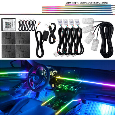 Automašīnas universālās LED apkārtējās gaismas divu zonu pilnkrāsu straumētājs Symphony RGB slēptās akrila sloksnes salona apdares atmosfēra