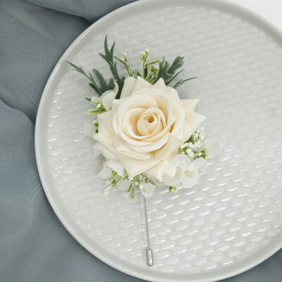 Šampanjac Svilena ruža Boutonniere za vjenčanje Muške pribadače Umjetno cvijeće Narukvica za korsage Reveri s gumbima za vjenčanje