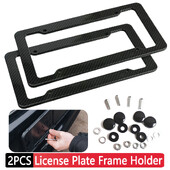 Στήριγμα πλαισίου πινακίδας κυκλοφορίας αυτοκινήτου 2 τμχ Universal μαύρου χρώματος από ανθρακόνημα για στήριγμα ετικετών πινακίδας κυκλοφορίας ΗΠΑ με τυπικά κιτ βιδών
