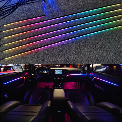 Universalus Symphony automobilio aplinkos apšvietimas 64 RGB automobilio salono akrilo šviesos kreiptuvas šviesolaidinis automobilio apdailos atmosferos apšvietimas 18 in 1