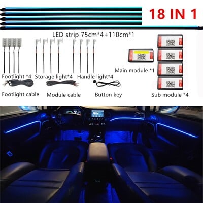 Univerzalna simfonijska ambijentalna svjetla automobila 64 RGB Akrilni svjetlosni vodič za unutrašnjost automobila Optička svjetla Atmosfersko svjetlo 18 u1