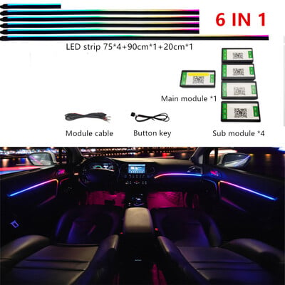 Univerzalna simfonijska ambijentalna svjetla automobila 64 RGB Akrilni svjetlosni vodič za unutrašnjost automobila Optička svjetla Atmosfersko svjetlo 18 u1