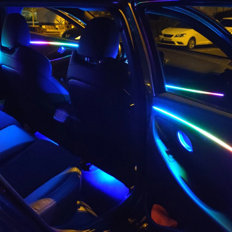 Univerzalna simfonijska ambijentalna svjetla automobila 64 RGB Akrilni svjetlosni vodič za unutrašnjost automobila Optička svjetla Atmosfersko svjetlo 18 u1