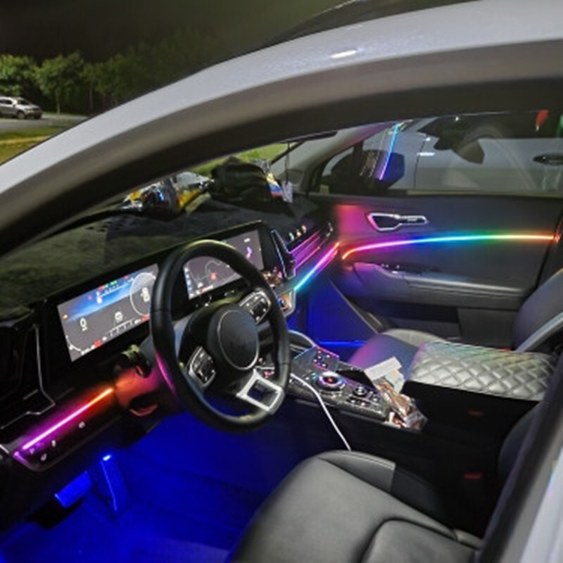Univerzalna simfonijska ambijentalna svjetla automobila 64 RGB Akrilni svjetlosni vodič za unutrašnjost automobila Optička svjetla Atmosfersko svjetlo 18 u1