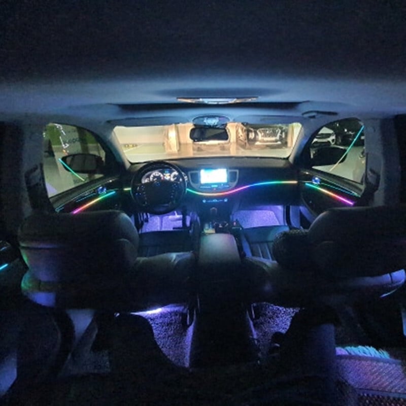 Univerzalna simfonijska ambijentalna svjetla automobila 64 RGB Akrilni svjetlosni vodič za unutrašnjost automobila Optička svjetla Atmosfersko svjetlo 18 u1