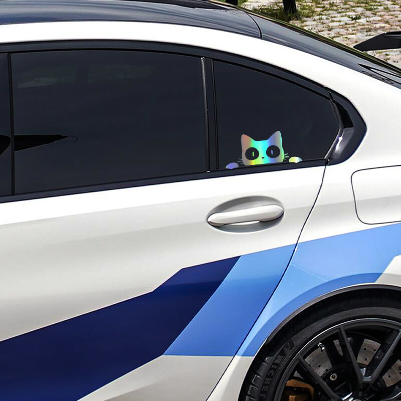 G154 1kom Univerzalna mačka iznenađenja koja viri naljepnica Crno/bijela smiješna vinilna naljepnica Stil automobila Dodaci za ukrašavanje