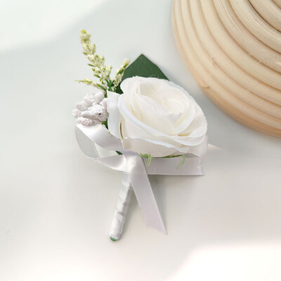 4 KOM Korsaž Buttonhole Muška narukvica Dodaci za djeveruše Boutonniere Vjenčano cvijeće Umjetna svilena ruža Bračni ukras