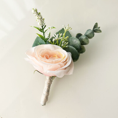 4 KOM Korsaž Buttonhole Muška narukvica Dodaci za djeveruše Boutonniere Vjenčano cvijeće Umjetna svilena ruža Bračni ukras
