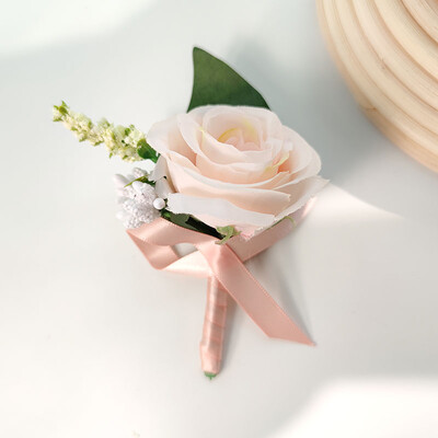 4 KOM Korsaž Buttonhole Muška narukvica Dodaci za djeveruše Boutonniere Vjenčano cvijeće Umjetna svilena ruža Bračni ukras