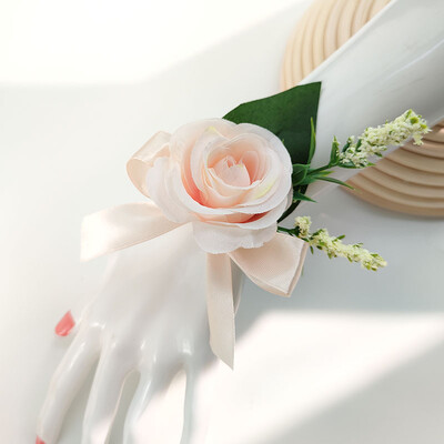 4 KOM Korsaž Buttonhole Muška narukvica Dodaci za djeveruše Boutonniere Vjenčano cvijeće Umjetna svilena ruža Bračni ukras
