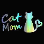 G155 13CMX6.7CM Αυτοκόλλητο Cat Mom Car FunnyVinyl Deca Decor Μαύρο Ασημί για FiatStickers