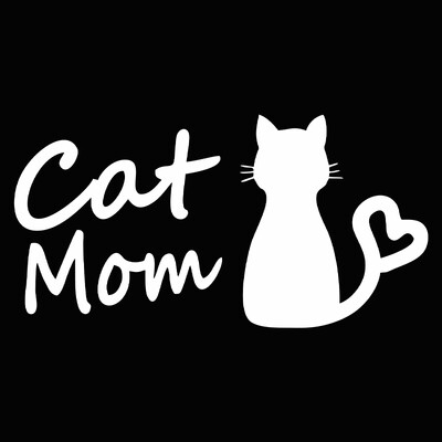 G155 13CMX6.7CM Αυτοκόλλητο Cat Mom Car FunnyVinyl Deca Decor Μαύρο Ασημί για FiatStickers