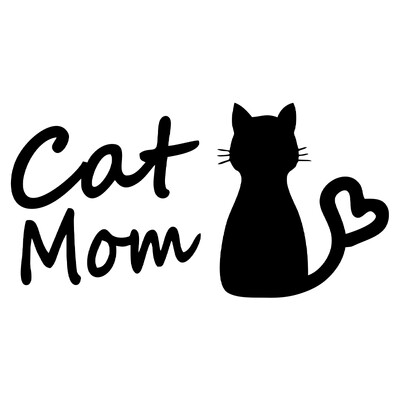 G155 13CMX6.7CM Αυτοκόλλητο Cat Mom Car FunnyVinyl Deca Decor Μαύρο Ασημί για FiatStickers