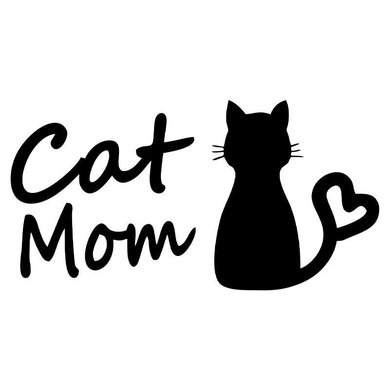 G155 13CMX6.7CM Αυτοκόλλητο Cat Mom Car FunnyVinyl Deca Decor Μαύρο Ασημί για FiatStickers