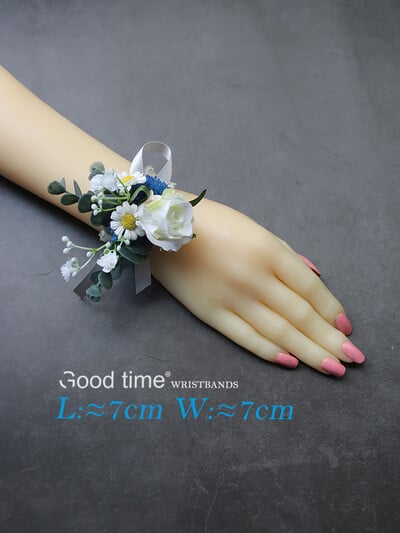 GT Corsage Μπουτονιέρες Γάμου Μπλε Τριαντάφυλλα Μεταξωτό Βραχιόλι Λουλούδια Γαμπρός Αντρικό Κοστούμι Κουμπότρυπα Καρφίτσες καρφίτσα Αξεσουάρ γάμου