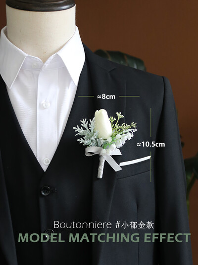 GT Silk Corsages Στολισμός Γάμου Γάμος Τριαντάφυλλο Καρπό Κορσάζ Καρφίτσα Μπουτονιέρα Λουλούδια για Παιώνιες μαργαρίτες Angel White