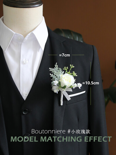 GT Silk Corsages Στολισμός Γάμου Γάμος Τριαντάφυλλο Καρπό Κορσάζ Καρφίτσα Μπουτονιέρα Λουλούδια για Παιώνιες μαργαρίτες Angel White