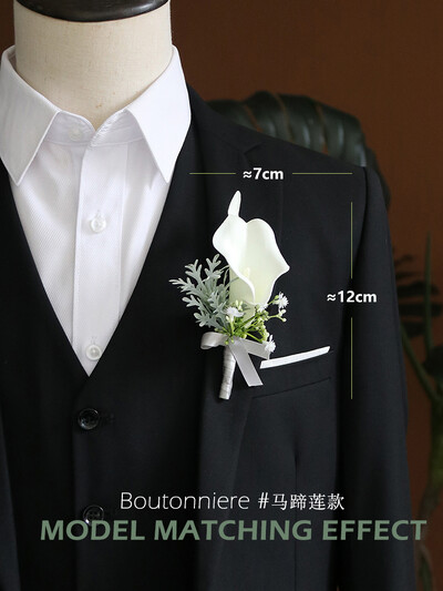 GT Silk Corsages Στολισμός Γάμου Γάμος Τριαντάφυλλο Καρπό Κορσάζ Καρφίτσα Μπουτονιέρα Λουλούδια για Παιώνιες μαργαρίτες Angel White